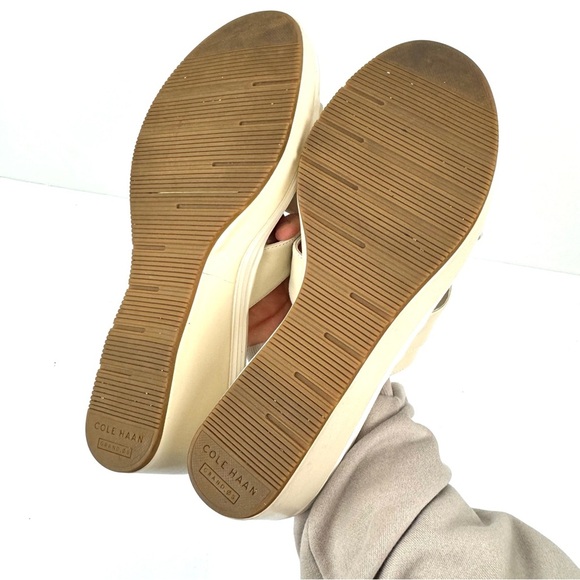 Cole Haan Women's 9 Briella Grand Os Wedge Sandals Ivory Slide On Comfort Shoes - Picture 6 of 8